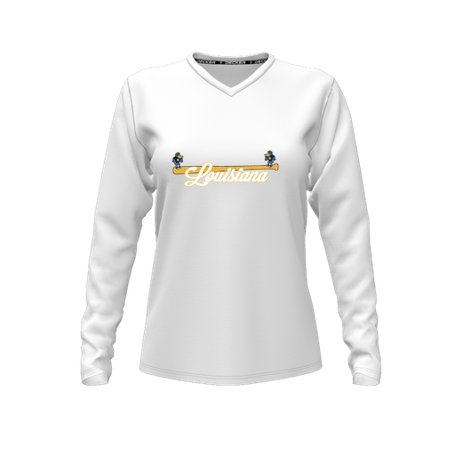 [FTLVCFWH-FYXS-LOGO3] Decker Comfort T-Shirt (Female Youth XS, White, V Neck, Logo 3, Long Sleeve)
