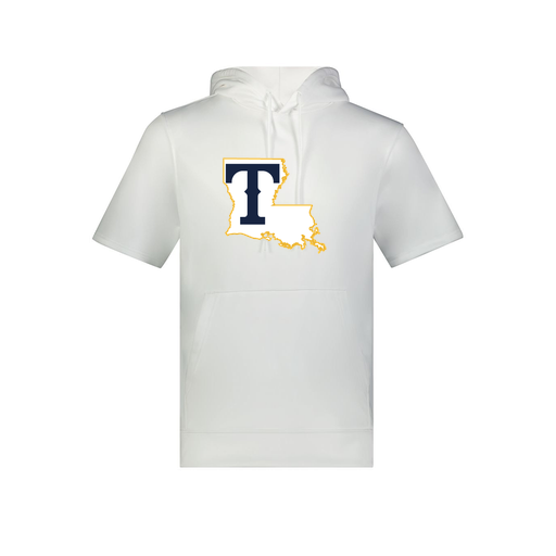 [6871.005.S-LOGO2] Men's Dri Fit Short Sleeve Hoodie (Adult S, White, Logo 2)