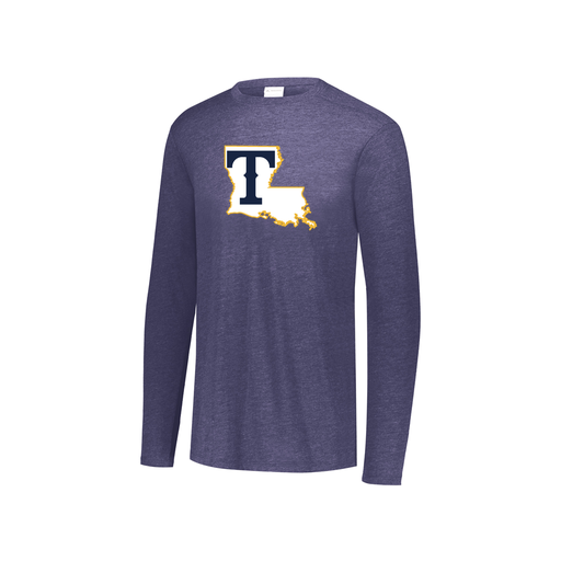 [FTLCUBNV-YS-LOGO2] Decker Youth Tri-Blend T-Shirt - Long Sleeve (Youth S, Navy, Logo 2)