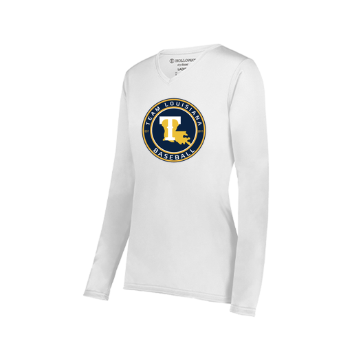 [222824.005.S-LOGO1] Ladies LS Smooth Sport Shirt (Female Adult S, White, Logo 1)