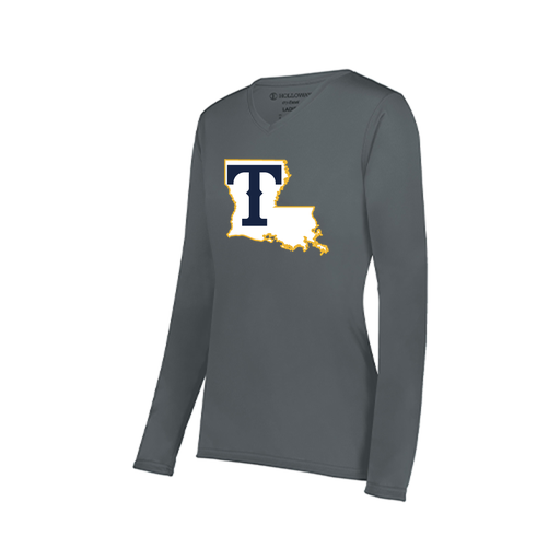 [222824.059.S-LOGO2] Ladies LS Smooth Sport Shirt (Female Adult S, Gray, Logo 2)