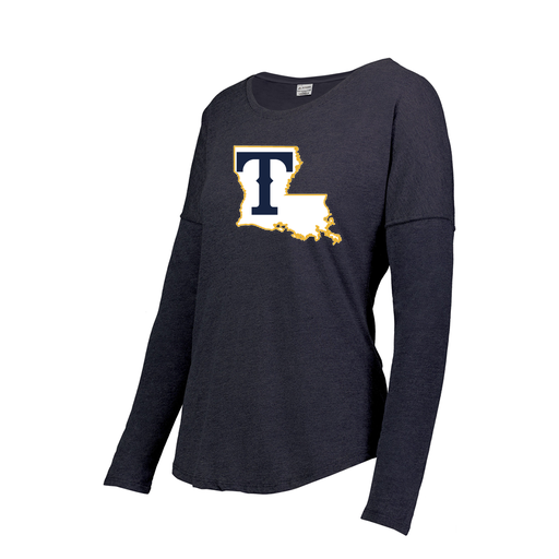 [3077.72N.S-LOGO2] Ladies LS Ultra-blend T-Shirt (Female Adult S, Navy, Logo 2)